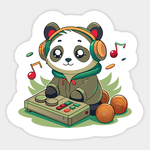 cute panda playing dj music Sticker by Shapwac12